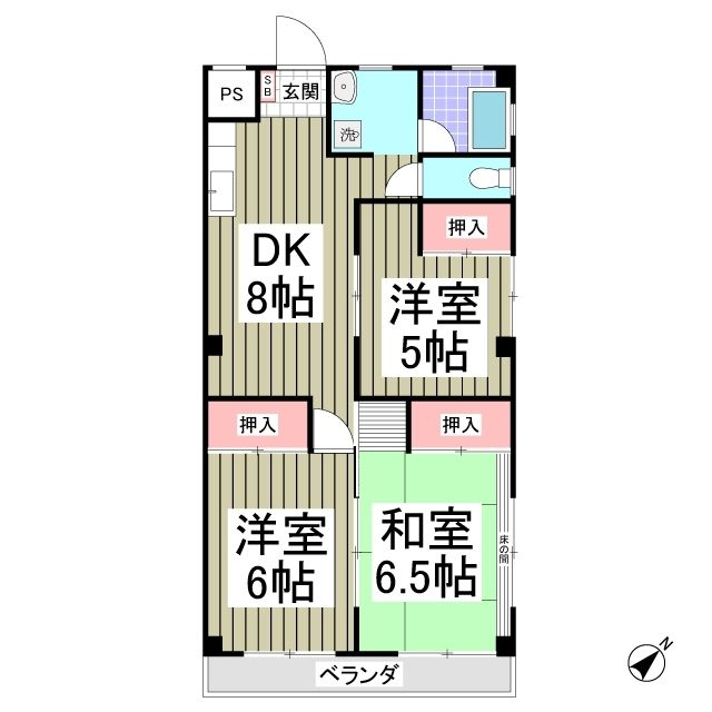 熊谷市万吉のマンションの間取り