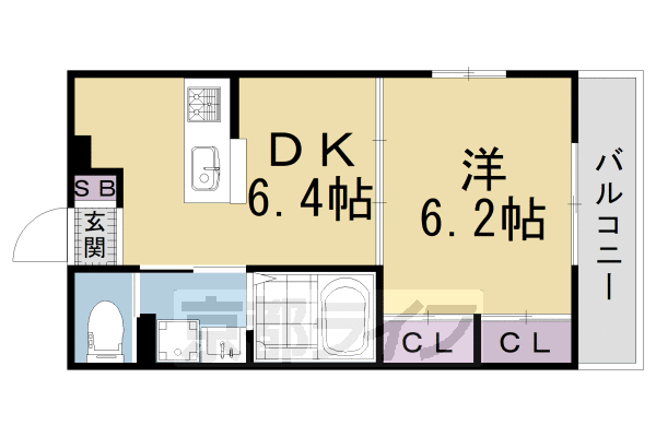 京都市北区大北山原谷乾町のアパートの間取り