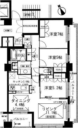 名古屋市昭和区山手通のマンションの間取り