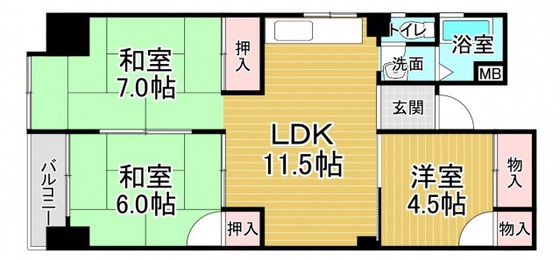 広島市東区光町のマンションの間取り