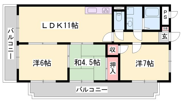 【たつの市龍野町日山のマンションの間取り】