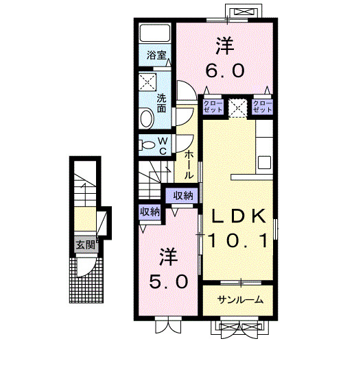 【高岡市福岡町本領のアパートの間取り】