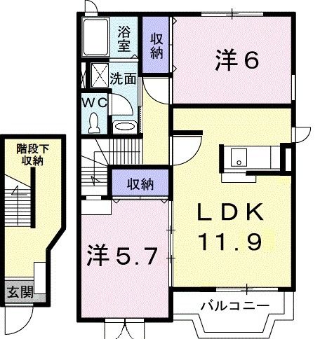 東広島市八本松飯田のアパートの間取り