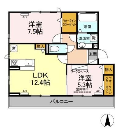 豊橋市花田二番町のアパートの間取り