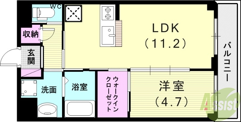 神戸市西区中野のアパートの間取り