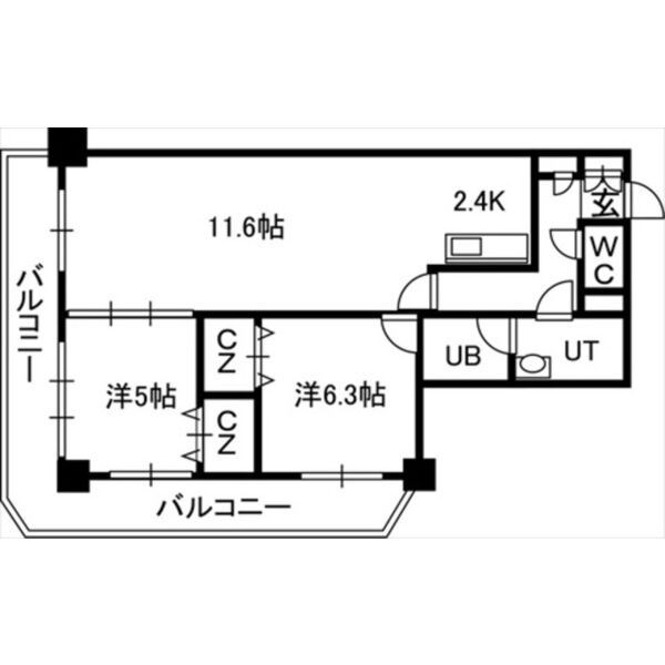 札幌市中央区南九条西のマンションの間取り