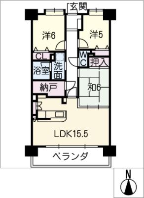 ライオンズマンション大垣伝馬町４０４号の間取り