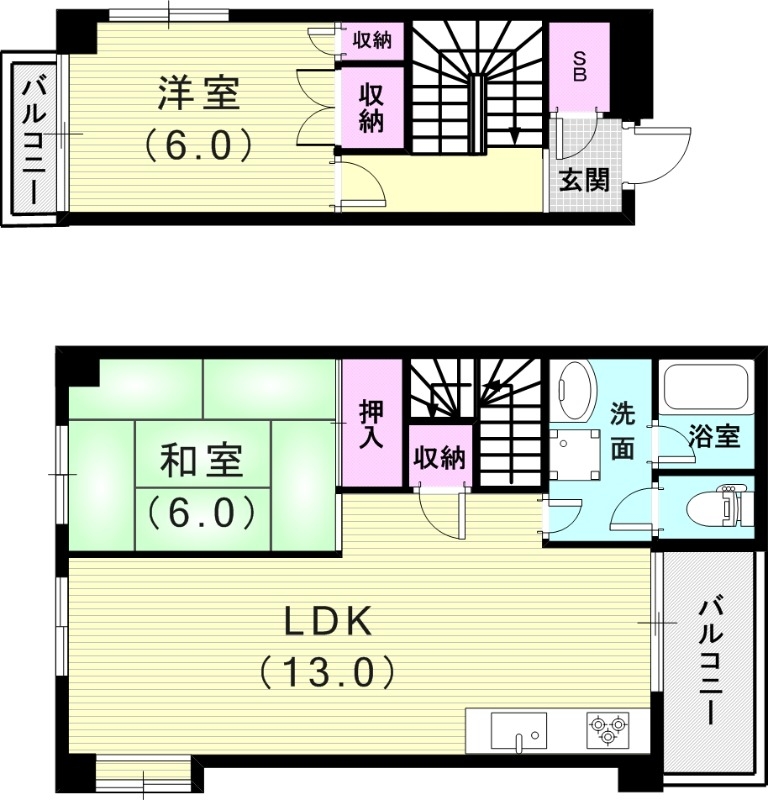 夙川ビューハイツC棟の間取り