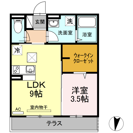 福山市神辺町大字新徳田のアパートの間取り