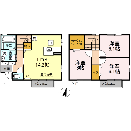 甲府市高畑のアパートの間取り