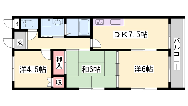 明石市野々上のマンションの間取り