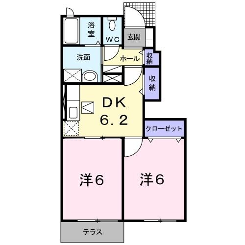 安芸高田市八千代町下根のアパートの間取り