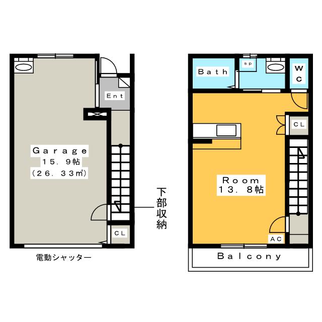 【Ｇａｒａｇｅ　Ｖｉｌｌａ　米津の間取り】