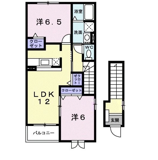 倉敷市玉島乙島のアパートの間取り