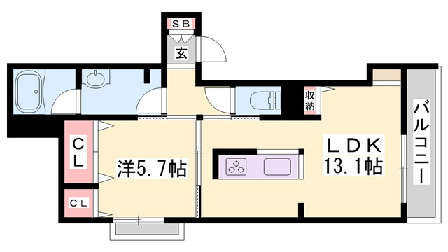 シャーメゾン姫路Rの間取り