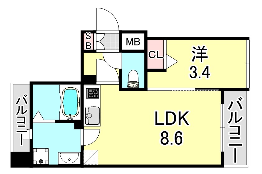 神戸市長田区北町のマンションの間取り