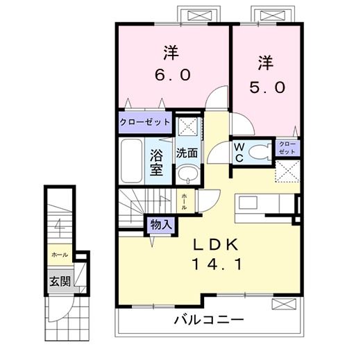 八代市松江町のアパートの間取り