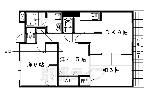 京田辺市草内一ノ坪のマンションの間取り