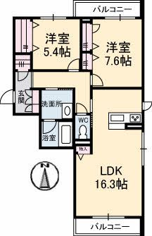 徳島市蔵本元町のマンションの間取り