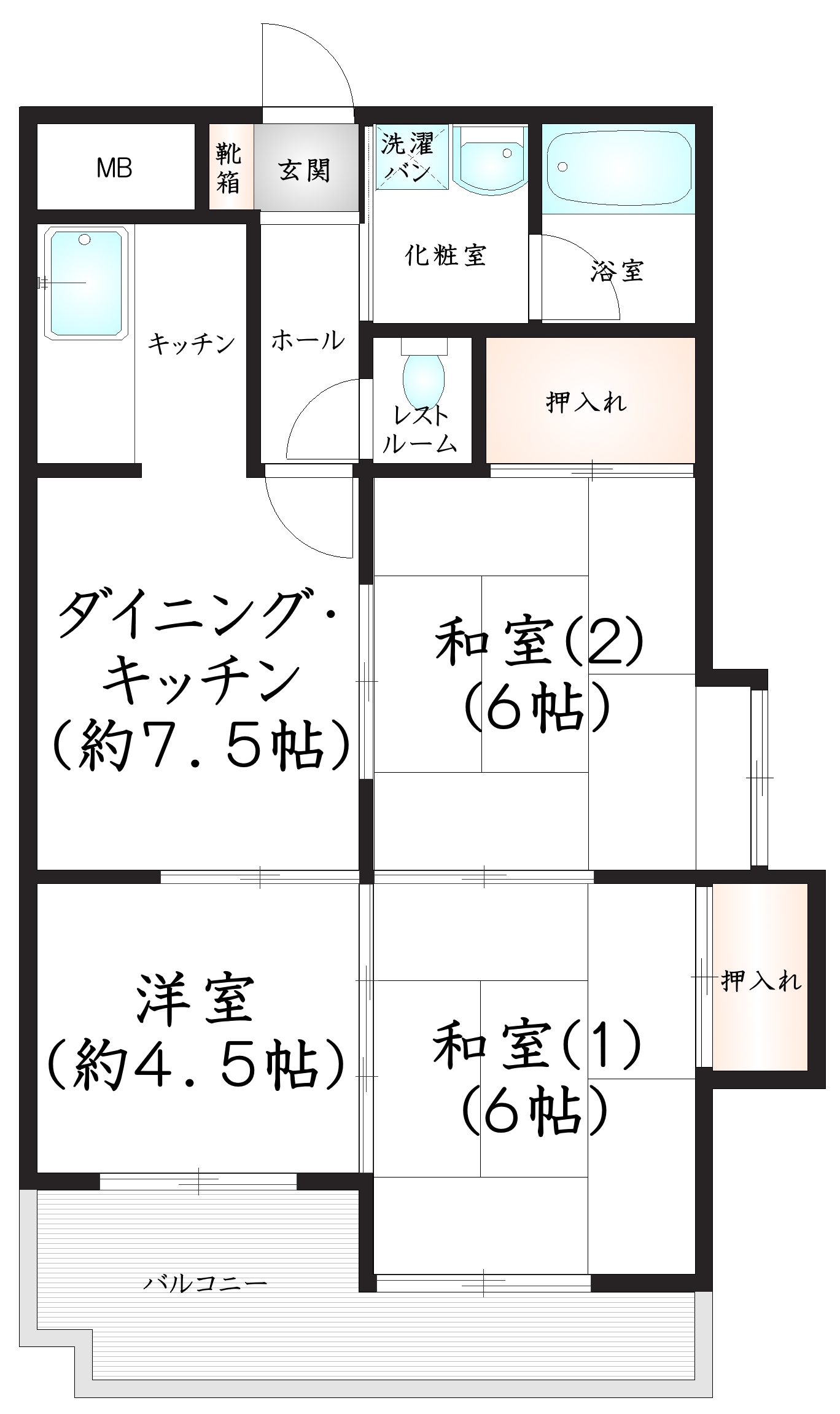 宇美町4階建マンションの間取り