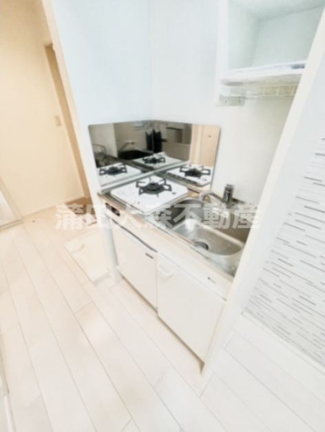 キッチン　ミニ冷蔵庫付ガスキッチン