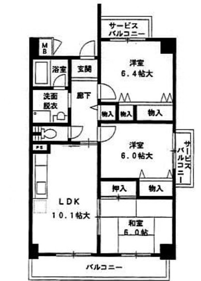 ＪＲ東海道本線 吹田駅 徒歩15分 4階建 築28年の間取り写真