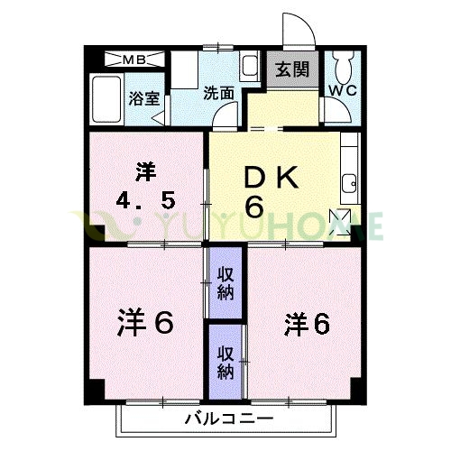 地下鉄七隈線 六本松駅 バス乗車時間：10分 最寄りバス停で下車 徒歩3分 2階建 築38年の間取り写真