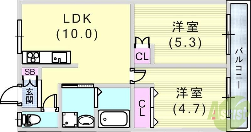 セイシェル長田山手の間取り写真