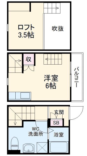 愛知県名古屋市港区港陽１（アパート）の賃貸物件の間取り