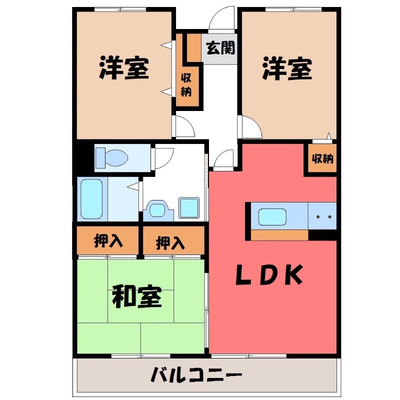 宇都宮市宿郷のマンションの間取り