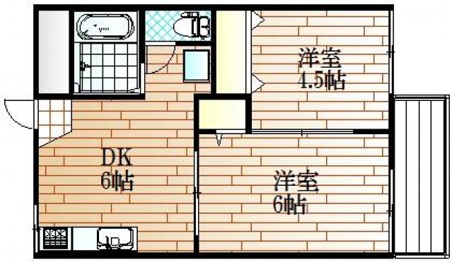 岡山市中区関のアパートの間取り