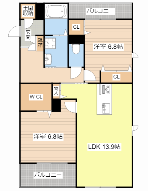 米原市梅ケ原のマンションの間取り