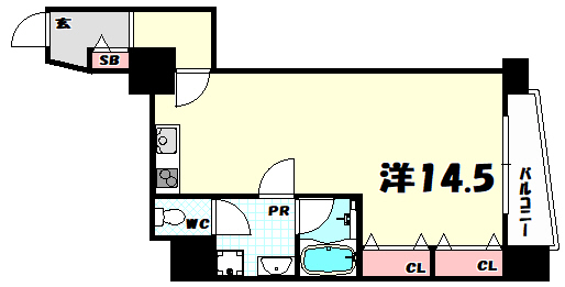 神戸市中央区北野町のマンションの間取り