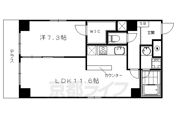 Ｄｅａｒ　Ｃｏｕｒｔ四条烏丸の間取り