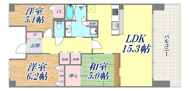 神戸市中央区脇浜町のマンションの間取り