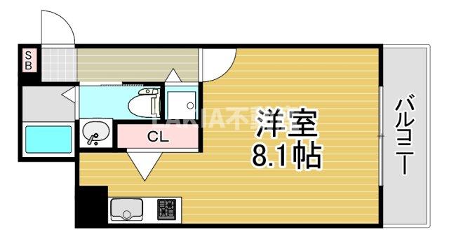 大阪市中央区高津のマンションの間取り