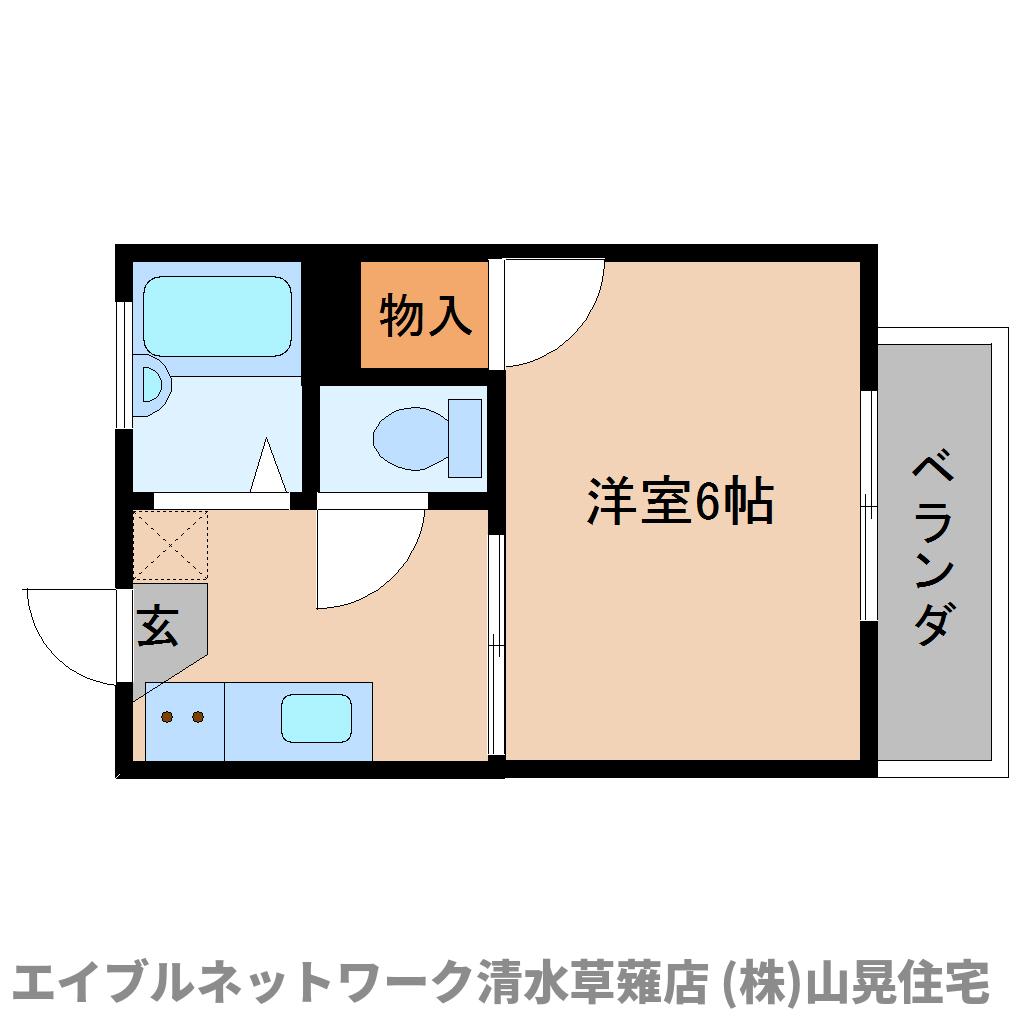 静岡市清水区中之郷のアパートの間取り