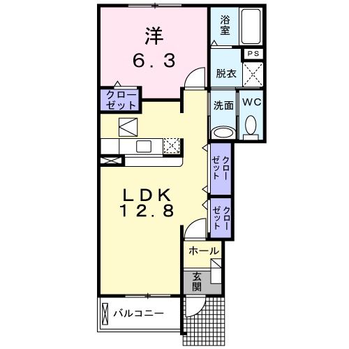 【Ｋ’ｓハイツ西川原　Ｂの間取り】