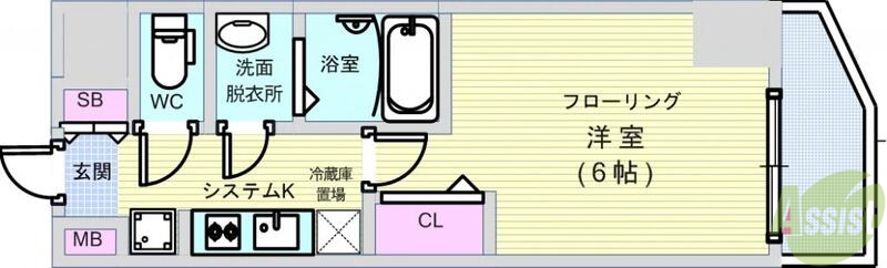 大阪市西区北堀江のマンションの間取り