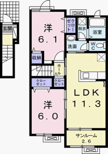 西伯郡南部町阿賀のアパートの間取り