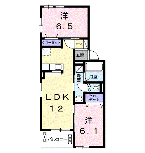 高松市上林町のアパートの間取り