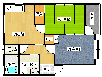 福山市千田町のアパートの間取り