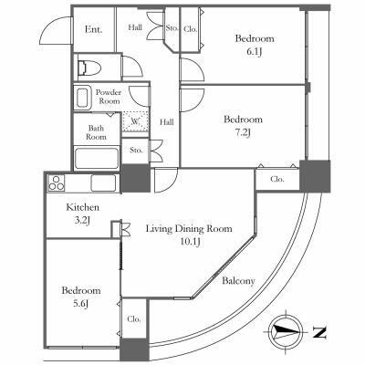 中央区佃のマンションの間取り