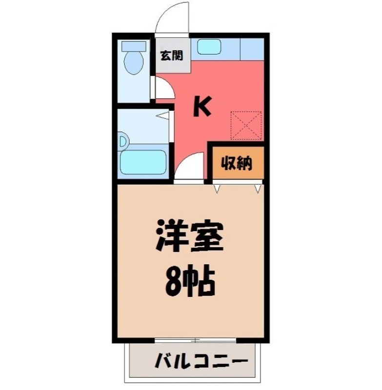 宇都宮市越戸町のアパートの間取り