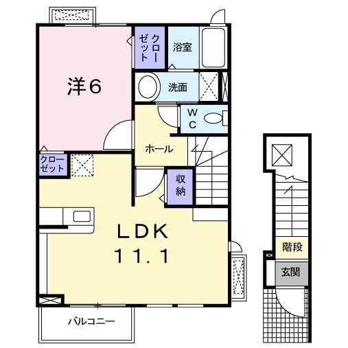 北九州市小倉南区葛原東のアパートの間取り