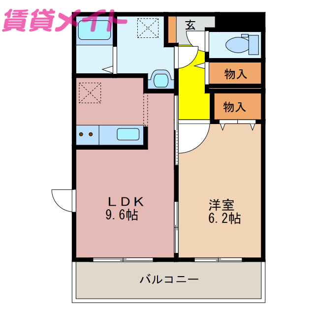 津市一身田中野のマンションの間取り