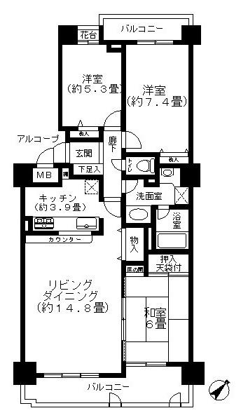 ライブシティ神戸緑園都市　6号棟の間取り