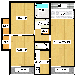 甲府市徳行のアパートの間取り