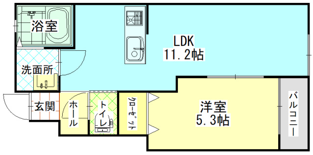 岡山市北区庭瀬のアパートの間取り