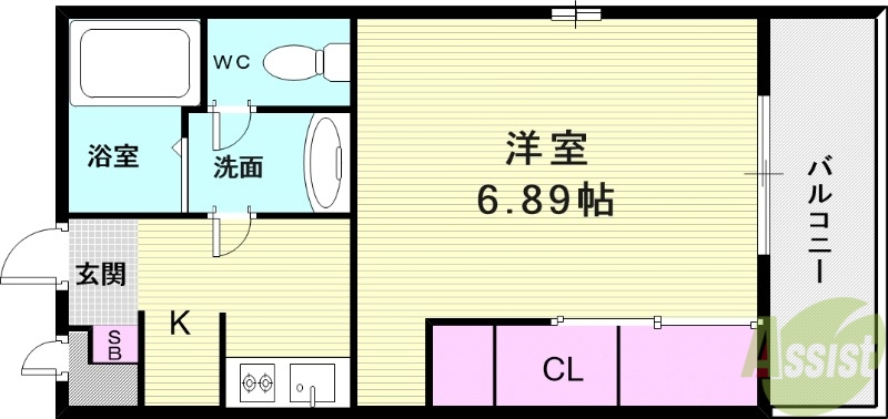 【池田市姫室町のアパートの間取り】